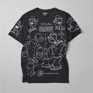 Popeye Construction Embroidered Short Sleeve Tee - Black